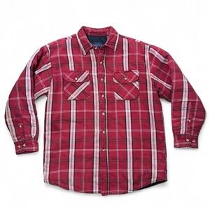 Vintage Y2K Quilted Inline Red Flannel Workwear Outdoors Button Up Jacket Medium